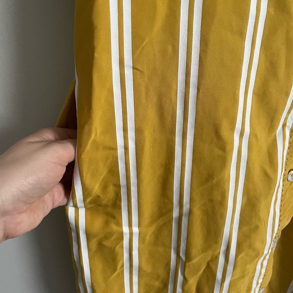 Anthropologie SANCIA Striped Mustard Flutter Sleeve Dress - Picture 8 of 12